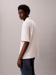 Calvin Klein Cream Polo Shirt - Cotton Polo Shirt - Image 3 of 6
