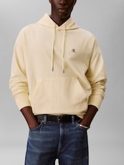 Calvin Klein Yellow Relaxed Cotton Terry Hoodie - Image 4 of 5