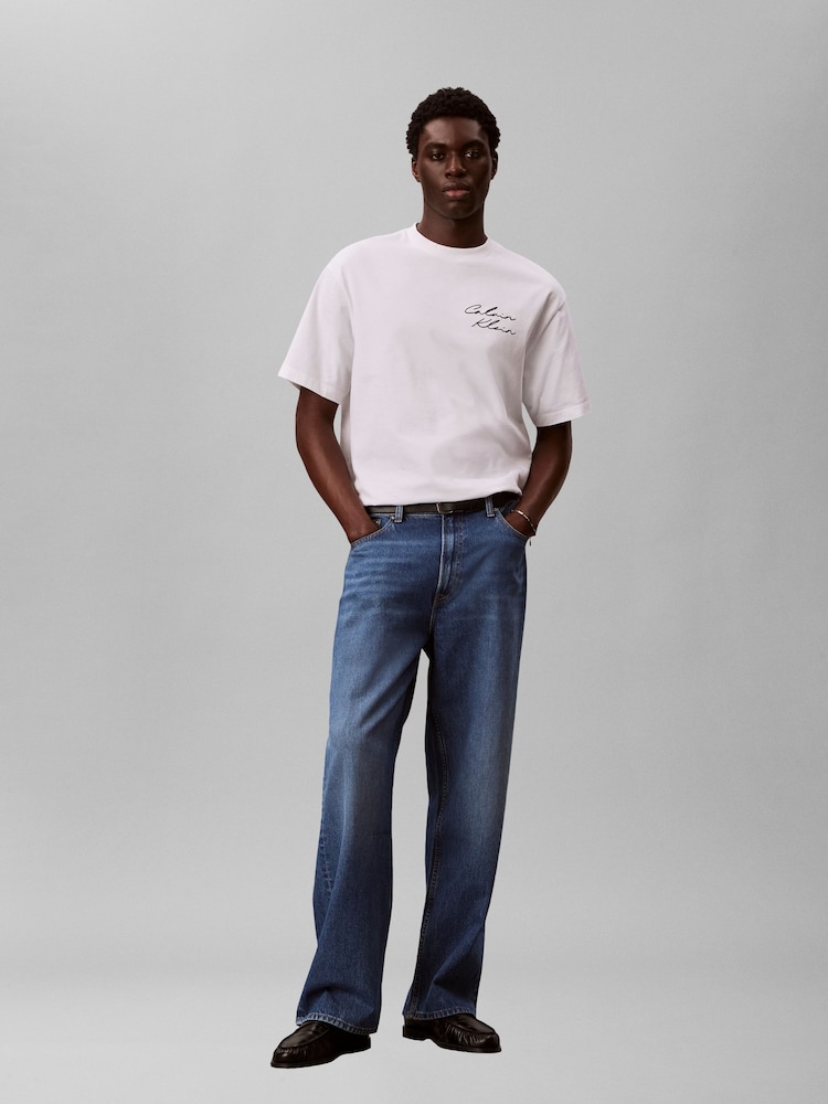Calvin Klein White Relaxed Script Logo T-Shirt - Image 1 of 5