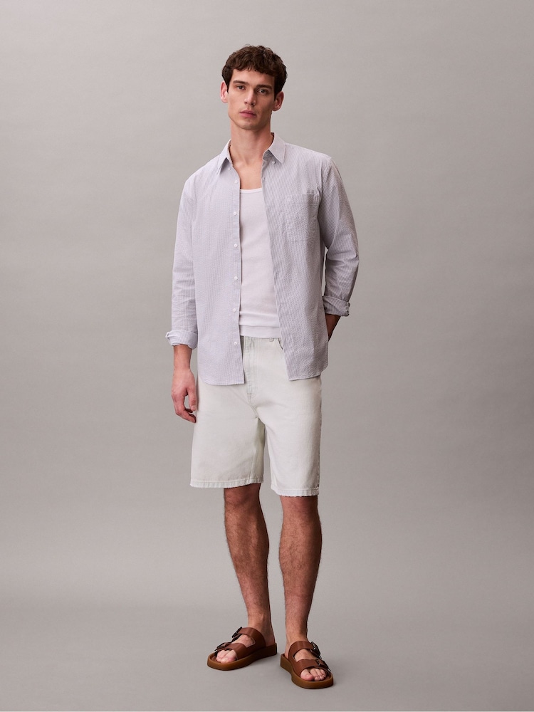 Calvin Klein White 90s Relaxed Denim Shorts - Image 2 of 6