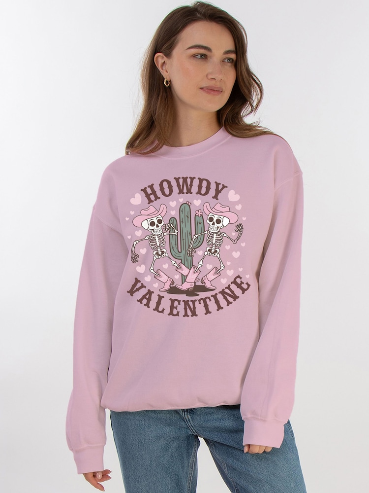 Brands In Pink Valentine's Day Howdy Sweat Top - Image 1 of 5 Brands In Pink Valentine's Day Howdy Sweat Top - Image 1 of 5