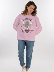 Brands In Pink Valentine's Day Howdy Sweat Top - Image 2 of 5