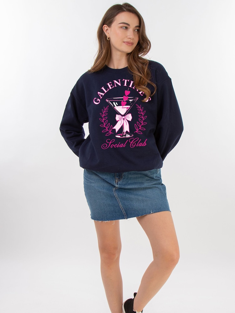 Brands In Blue Valentine's Day Galentine's Social Club Sweat Top - Image 2 of 5