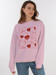 Brands In Pink Valentine's Day Hearts Doodle Sweat Top - Image 1 of 5