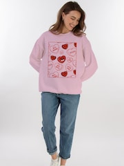Brands In Pink Valentine's Day Hearts Doodle Sweat Top - Image 2 of 5
