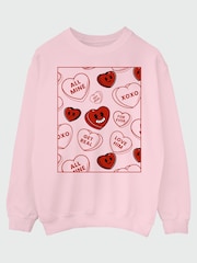 Brands In Pink Valentine's Day Hearts Doodle Sweat Top - Image 3 of 5
