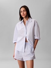 Calvin Klein Blue Cotton Poplin Pyjama Shorts - Image 1 of 2