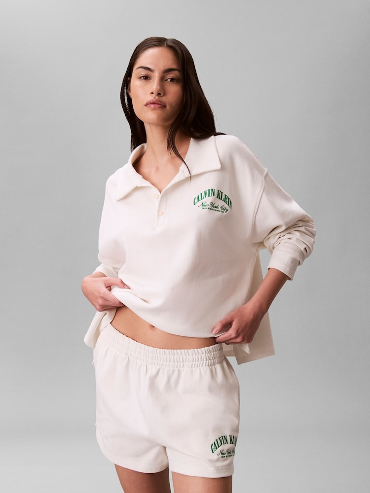 Calvin Klein Cream Cotton Heritage Logo Pyjama Top - Image 1 of 6