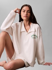 Calvin Klein Cream Cotton Heritage Logo Pyjama Top - Image 5 of 6