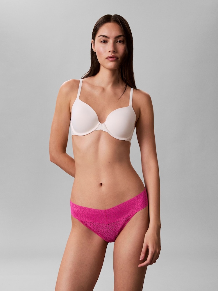 Calvin Klein Pink Low Rise Bikini Briefs - Icon Logo Lace - Image 1 of 4