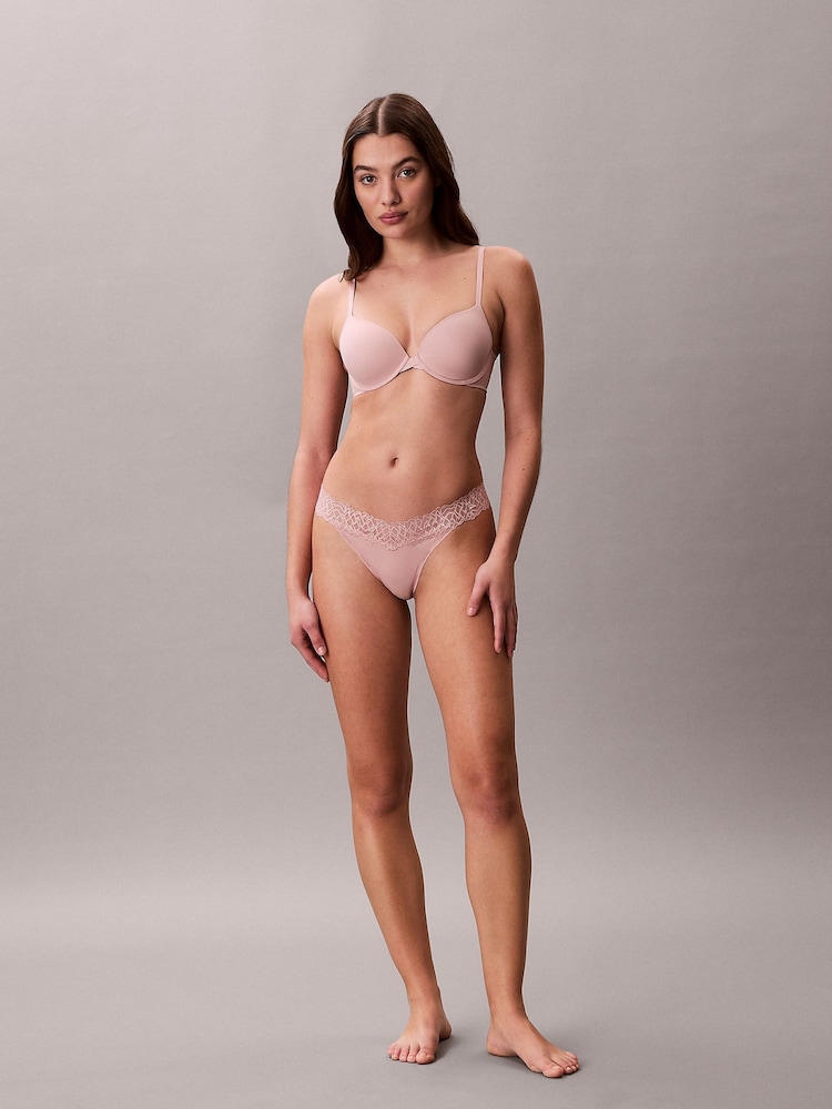Calvin Klein Pink Thongs - Soft Stretch Lace - Image 1 of 1 Calvin Klein Pink Thongs - Soft Stretch Lace - Image 1 of 1