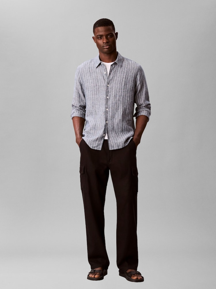 Calvin Klein Grey Woven Stretch Shirt - Image 1 of 5