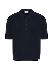 Calvin Klein Blue Cotton Waffle Knit Polo Shirt - Image 1 of 1
