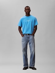 Calvin Klein Blue Acid Wash Logo T-Shirt - Image 2 of 5