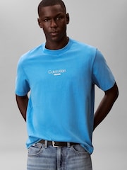 Calvin Klein Blue Acid Wash Logo T-Shirt - Image 4 of 5