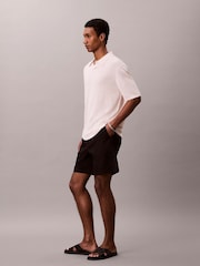 Calvin Klein Pink Linen Blend  Crew Neck Polo Shirt - Image 3 of 6