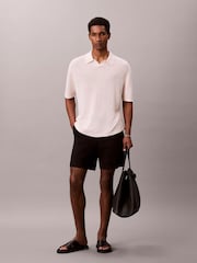 Calvin Klein Pink Linen Blend  Crew Neck Polo Shirt - Image 4 of 6