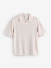 Calvin Klein Pink Linen Blend  Crew Neck Polo Shirt - Image 6 of 6