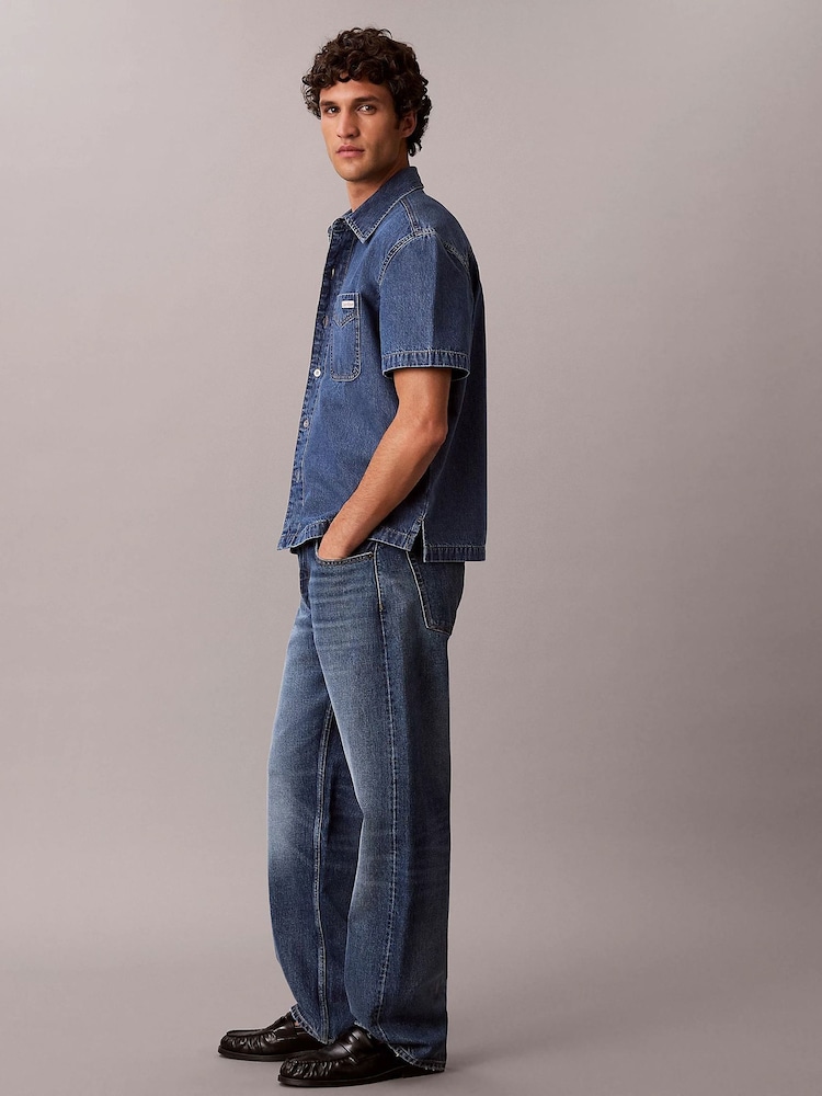 calvin klein jeans dress shirt Calvin Klein Men's Classic Denim Button-Down Shirt - Blue