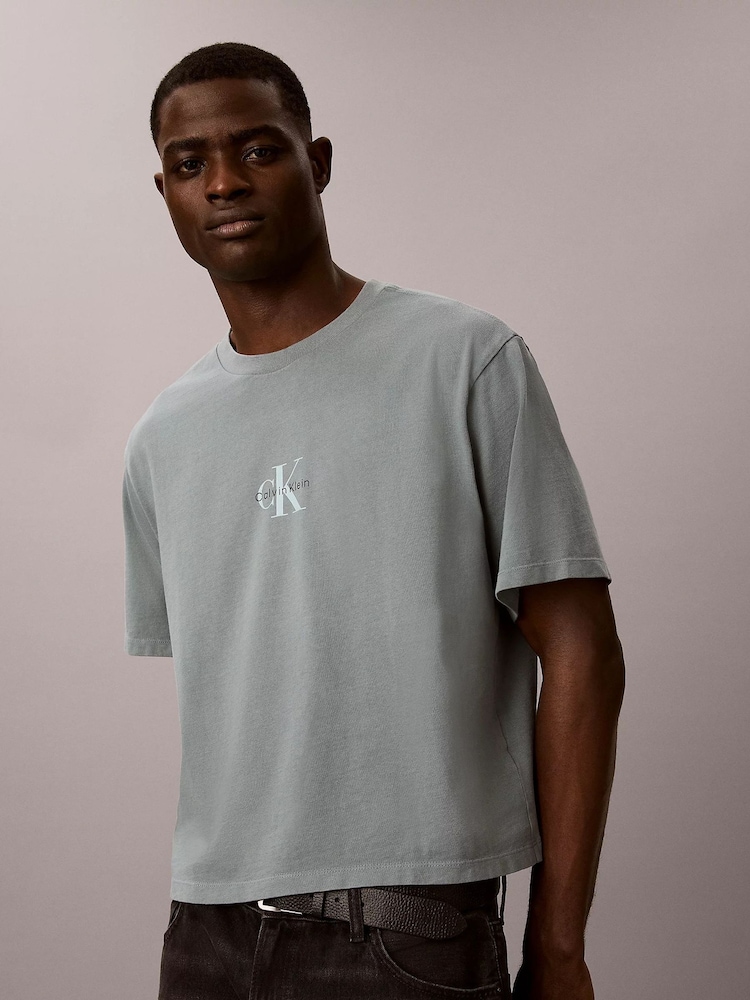 Calvin Klein Blue Relaxed Monogram T-Shirt - Image 6 of 6 Calvin Klein Blue Relaxed Monogram T-Shirt - Image 6 of 6