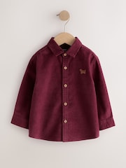 Burgundy Red Dog Embroidery Long Sleeve Cord Shirt (3mths-7yrs) - Image 1 of 4