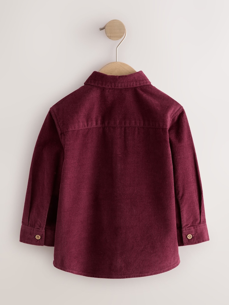 Burgundy Red Dog Embroidery Long Sleeve Cord Shirt (3mths-7yrs) - Image 2 of 4