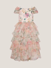 Monsoon Pink Agnes Floral Print Ruffle Tier Dress - Image 2 of 3