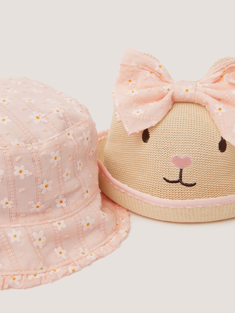 Căciuli brodate pentru bebeluși Monsoon cu model iepuraș 2-Pack - Imaginea 4 din 4