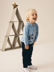 Blue Christmas Knitted Polo Shirt (3mths-7yrs) - Image 2 of 4