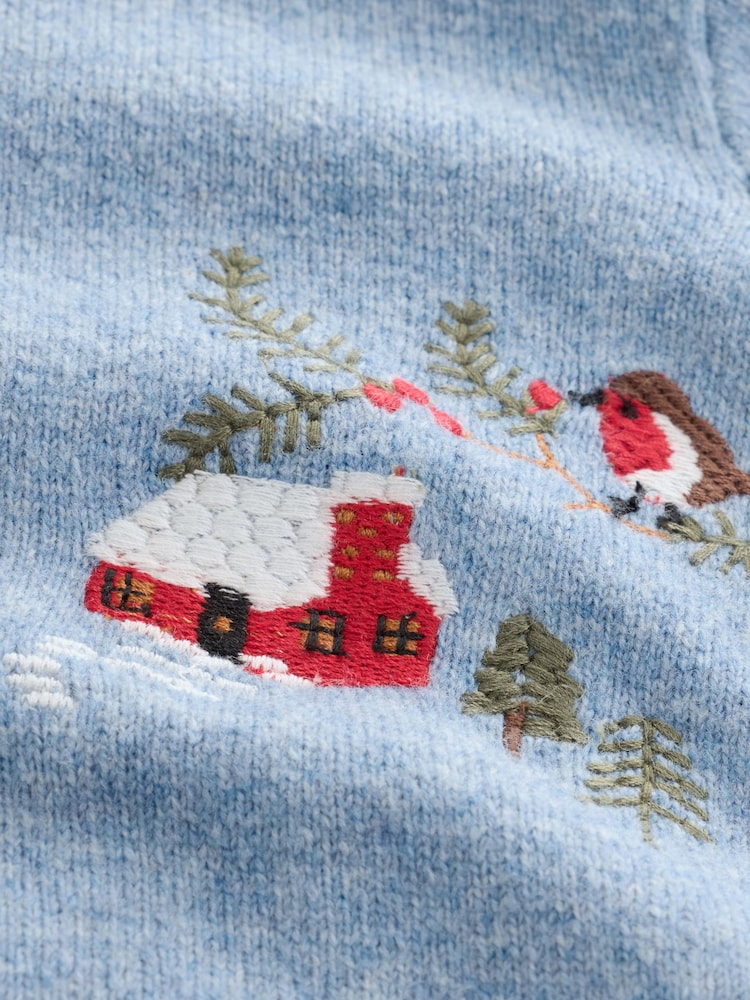 Blue Christmas Knitted Polo Shirt (3mths-7yrs) - Image 8 of 8