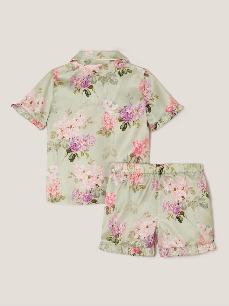 Monsoon Green Floral Satin Short Pyjama Set - Image 2 of 4