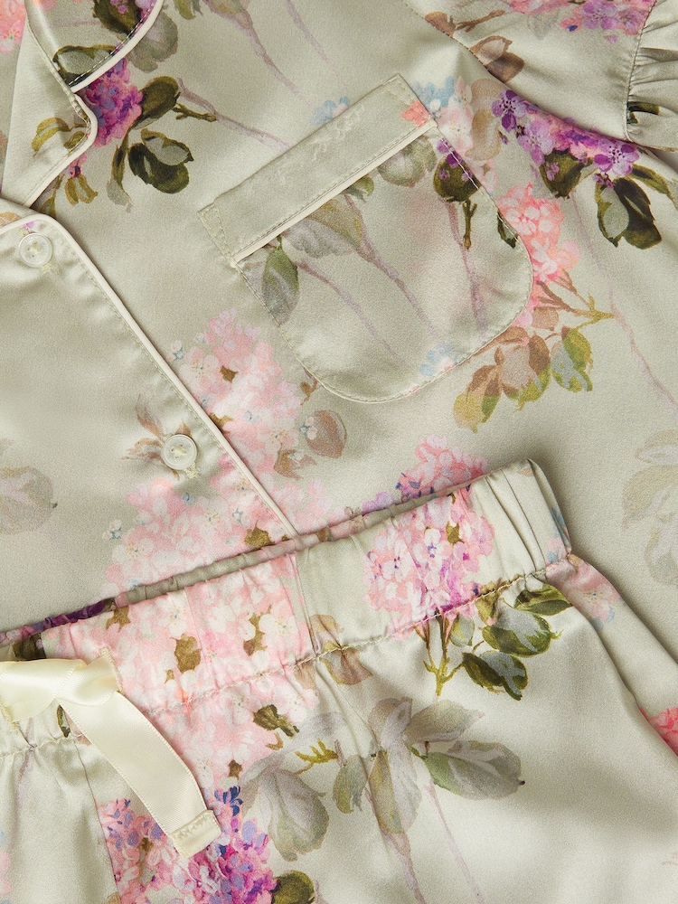 Monsoon Green Floral Satin Short Pyjama Set - Image 4 of 4