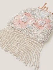 Monsoon Cream Flower Beaded Tassel Bag - Image 4 of 4