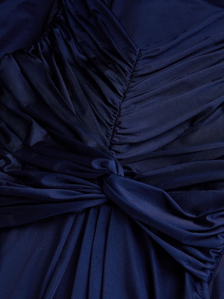 Monsoon Blue Skye Ruched Knot Jersey Prom Dress - Image 3 of 3
