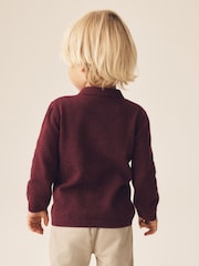 Plum Purple Christmas Knitted Polo Shirt (3mths-7yrs) - Image 3 of 4