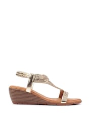 Lunar Gold Lunar Darci Gold Wedge Sandals - Image 1 of 6