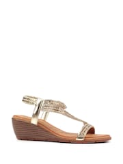 Lunar Gold Lunar Darci Gold Wedge Sandals - Image 3 of 6