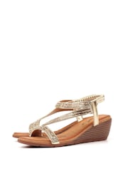 Lunar Gold Lunar Darci Gold Wedge Sandals - Image 7 of 7