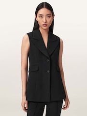 AllSaints Black Astra Waistcoat - Image 1 of 6