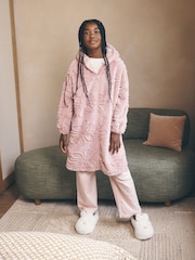 Pink Flower Fleece Hooded Blanket Poncho (3-16yrs) - Image 1 of 4