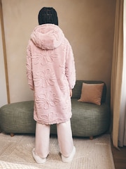 Pink Flower Fleece Hooded Blanket Poncho (3-16yrs) - Image 3 of 4