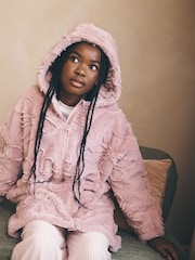 Pink Flower Fleece Hooded Blanket Poncho (3-16yrs) - Image 4 of 4