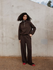 Chocolate Brown Wide Leg Front Seam Joggers - Image 3 of 5
