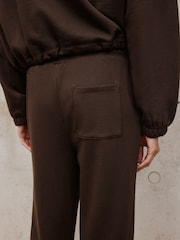 Chocolate Brown Wide Leg Front Seam Joggers - Image 5 of 5