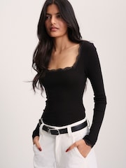 The Set 3 Pack Lace Square Neck Long Sleeve Semi Sheer Top - 圖片 4，共 10