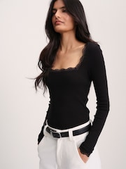 The Set 3 Pack Lace Square Neck Long Sleeve Semi Sheer Top - 圖片 5，共 10