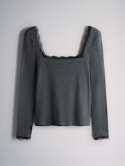 The Set 3 Pack Lace Square Neck Long Sleeve Semi Sheer Top - 圖片 6，共 10