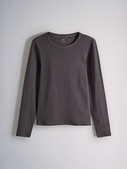 The Set 8 Pack Long Sleeve Slim Fit Ribbed T-Shirts Brown/Navy/Ochre/Tan/Stripe/Neutral/White - Image 2 of 9