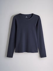 The Set 8 Pack Long Sleeve Slim Fit Ribbed T-Shirts Brown/Navy/Ochre/Tan/Stripe/Neutral/White - Image 3 of 9