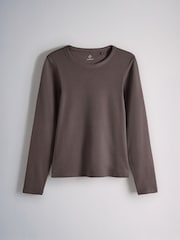 The Set 8 Pack Long Sleeve Slim Fit Ribbed T-Shirts Brown/Navy/Ochre/Tan/Stripe/Neutral/White - Image 4 of 9